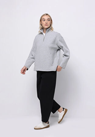 Regular Fit Orta Bel Düz Kadın Siyah Eşofman Altı