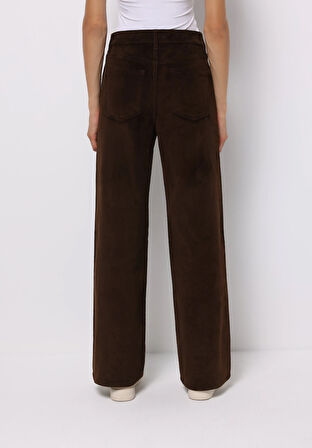 Berry Fit Yüksel Bel Geniş Paça Kadın Kahverengi  Pantolon