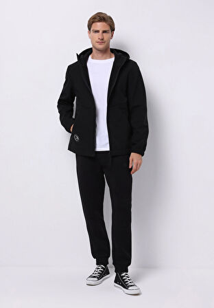Slim Fit     Erkek Siyah Yağmurluk