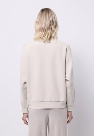 Regular Fit Yuvarlak Yaka Düz Kadın Bej Sweatshirt