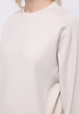 Regular Fit Yuvarlak Yaka Düz Kadın Bej Sweatshirt