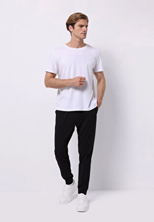 Slim Fit Orta Bel Düz Erkek Siyah Eşofman Altı