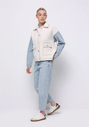 Regular Fit     Kadın Beyaz Hırka