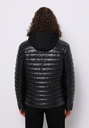 Slim Fit     Erkek Siyah Mont Pu