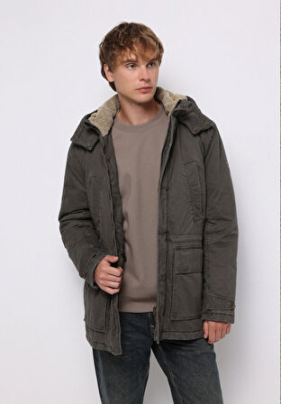 Regular Fit     Erkek Yeşil Kaban