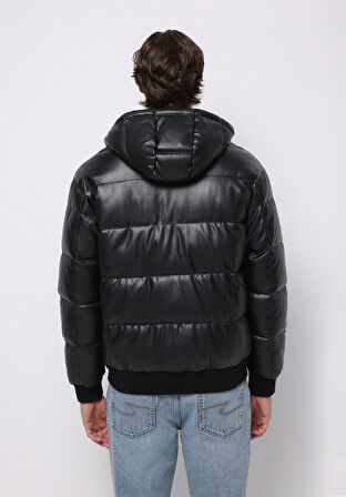 Regular Fit     Erkek Siyah Mont Pu