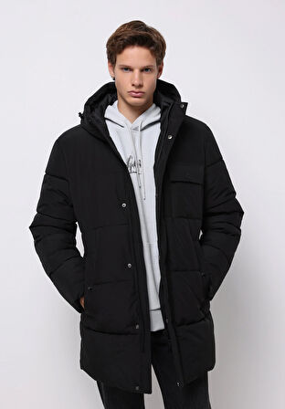 Regular Fit     Erkek Siyah Kaban