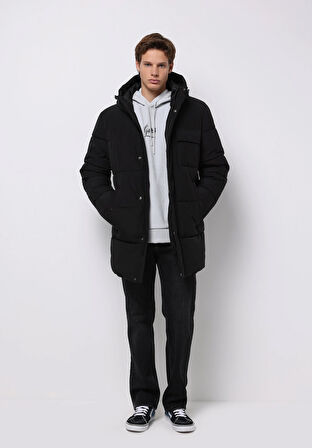 Regular Fit     Erkek Siyah Kaban