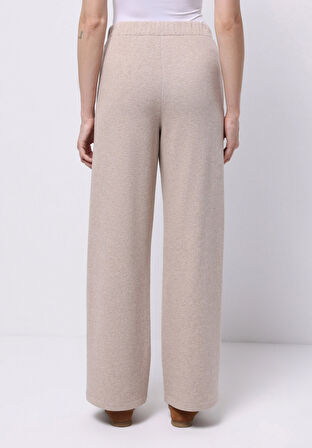 Regular Fit Orta Bel Düz Kadın Bej Eşofman Altı