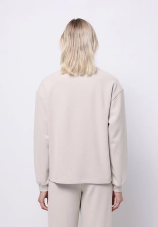 Regular Fit Yuvarlak Yaka Düz Kadın Bej Sweatshirt