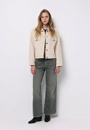 Regular Fit    Kadın Ekru Ceket