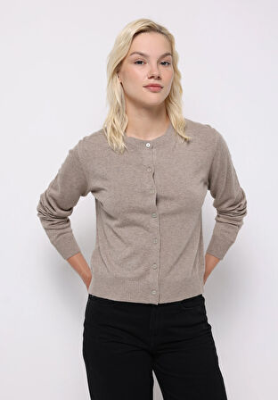 Slim Fit   Kadın Bej Hırka