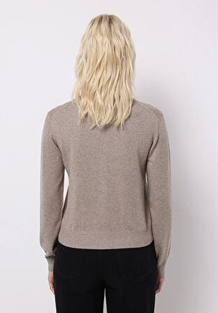 Slim Fit   Kadın Bej Hırka