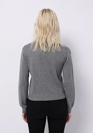 Slim Fit   Kadın Gri Hırka