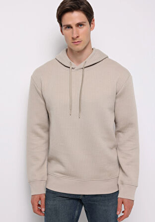 Comfort Fit   Erkek Bej Sweatshirt