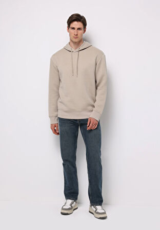 Comfort Fit   Erkek Bej Sweatshirt