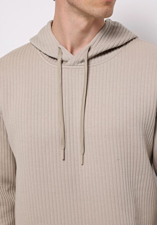 Comfort Fit   Erkek Bej Sweatshirt