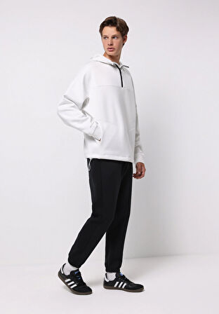 Oversize Fit   Erkek Beyaz Sweatshirt