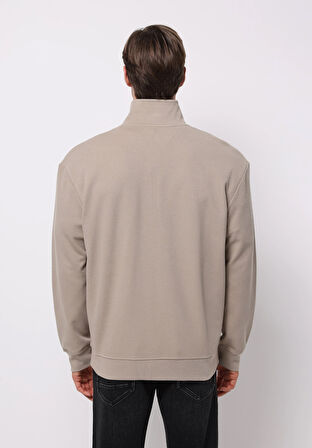Comfort Fit   Erkek Bej Sweatshirt