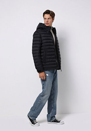 Slim Fit     Erkek Siyah Mont