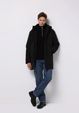 Regular Fit     Erkek Siyah Kaban