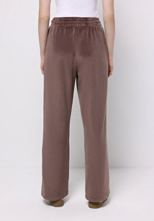 Regular Fit Orta Bel Düz Kadın Kahverengi Eşofman Altı