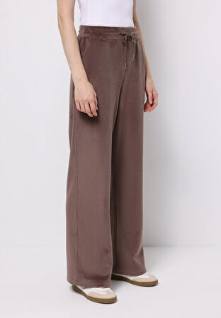 Regular Fit Orta Bel Düz Kadın Kahverengi Eşofman Altı