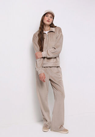 Regular Fit Orta Bel Düz Kadın  Eşofman Altı