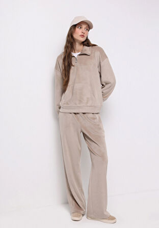 Regular Fit Orta Bel Düz Kadın  Eşofman Altı