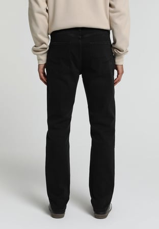 Straight Fit Orta Bel Düz Paça Erkek Black Black Denim Jean Pantolon