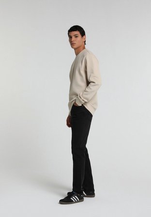 Straight Fit Orta Bel Düz Paça Erkek Black Black Denim Jean Pantolon