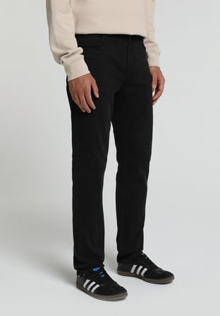 Straight Fit Orta Bel Düz Paça Erkek Black Black Denim Jean Pantolon