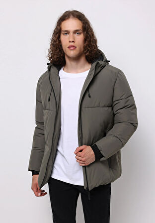 Slim Fit     Erkek Yeşil Mont