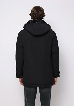 Regular Fit     Erkek Siyah Kaban