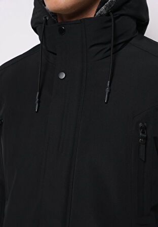 Regular Fit     Erkek Siyah Kaban