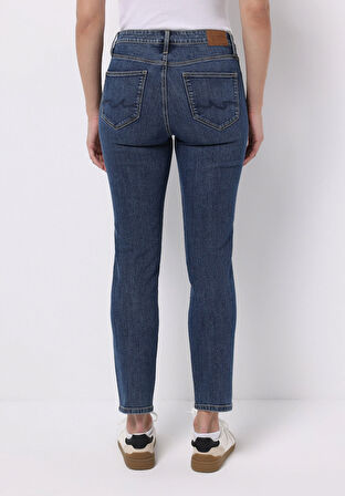 Slim Fit  Dar Paça Kadın İndigo Jean Pantolon