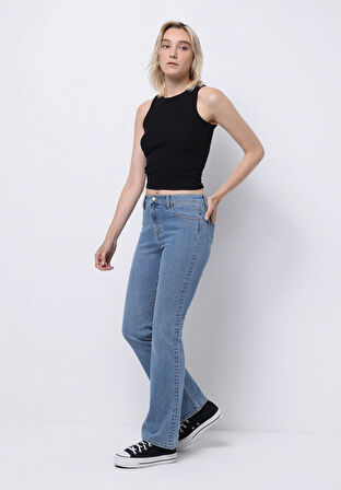 Regular Fit   Kadın İndigo Jean Pantolon