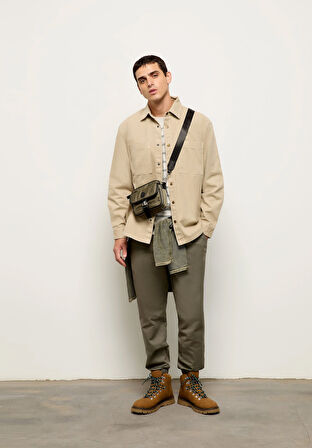 Cargo Fit Orta Bel Lastikli Paça Erkek Yeşil  Pantolon