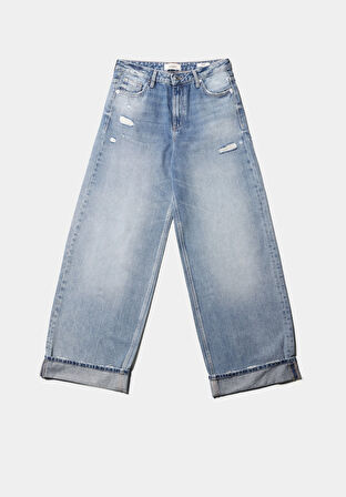 Loose Fit   Kadın İndigo Jean Pantolon
