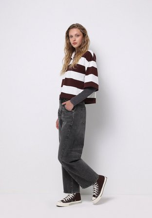 Loose Fit Düşük Bel Daralan Paça Kadın Siyah Jean Pantolon