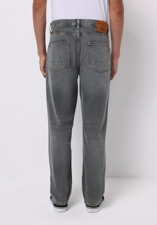 Loose Straight Fit Orta Bel Düz Paça Erkek İndigo Jean Pantolon