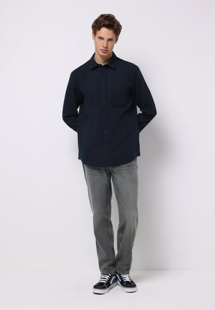 Loose Straight Fit Orta Bel Düz Paça Erkek İndigo Jean Pantolon