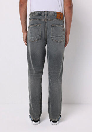Loose Straight Fit Orta Bel Düz Paça Erkek İndigo Jean Pantolon