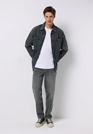 Oversize Fit   Erkek Mavi Shacket