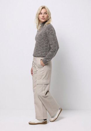 Slim Fit Dik Yaka Düz Kadın Kahverengi Kazak