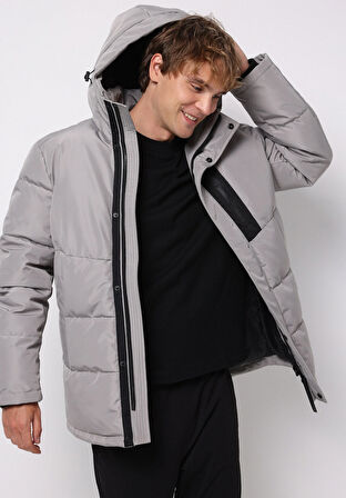 Regular Fit     Erkek Gri Kaban