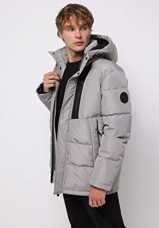 Regular Fit     Erkek Gri Kaban