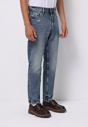 Loose Tapered Fit   Erkek İndigo Jean Pantolon