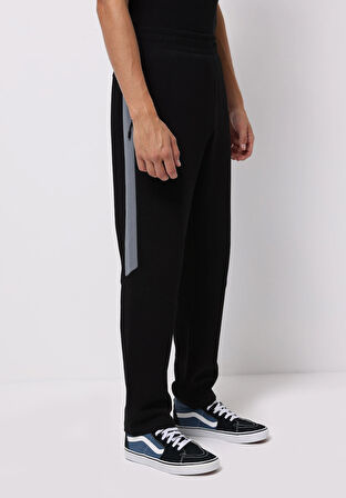 Regular Fit Orta Bel Düz Erkek Siyah Eşofman Altı