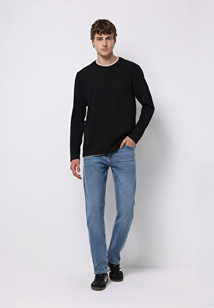 Regular Fit   Erkek Açik İndigo Jean Pantolon